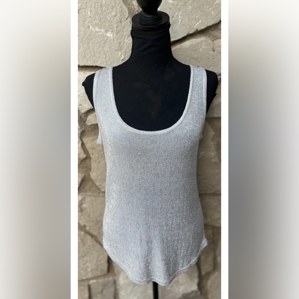 Vintage Lew Magram Collection Tank Top S M Silver Metallic Evening Excellent